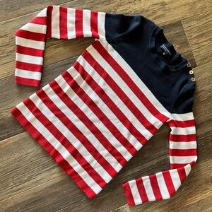 JONES NEW YORK signature flag stripe sweater women's L ribbed stretchy top